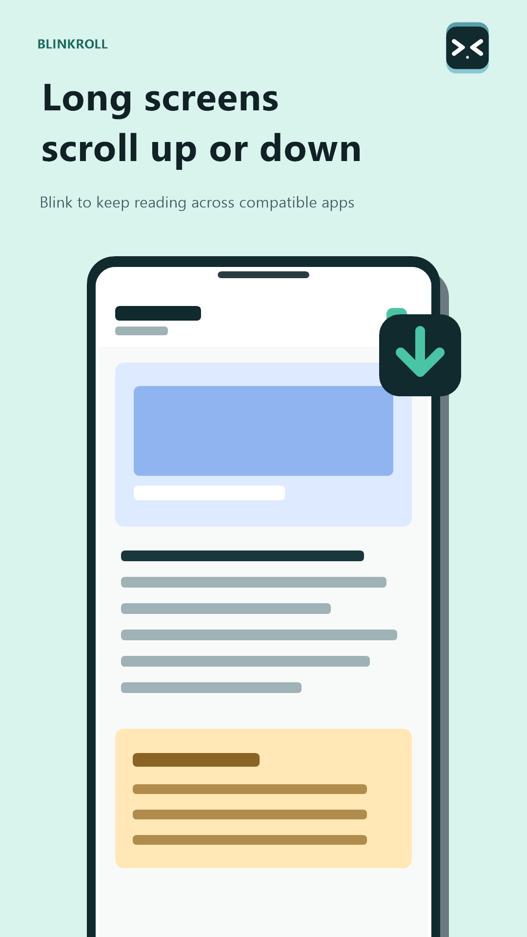 BlinkRoll moving a long Android screen up or down